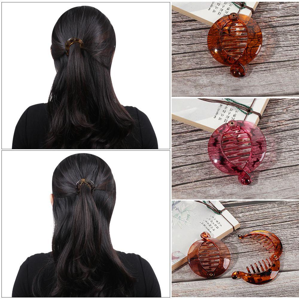 ROSE Kẹp Tóc Đuôi Ngựa Bằng Nhựa Acrylic Cho Nữ