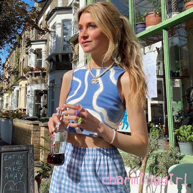 Áo Lửng Không Tay Dáng Ôm In Hoạ Tiết Kẻ Sọc Trừu Tượng Gợi Cảm Cho Phụ Nữ | BigBuy360 - bigbuy360.vn