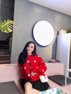 Áo len tim siêu cute kèm ảnh thật
