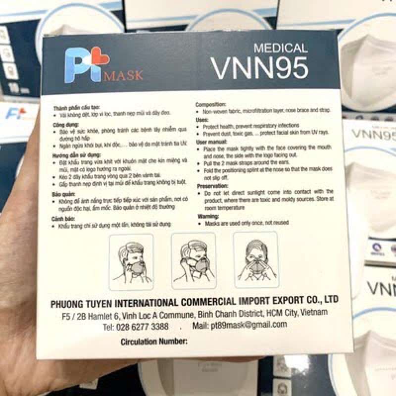 Khẩu trang N95 4 lớp PTmask (Hộp/10 Cái) Hàng công ty