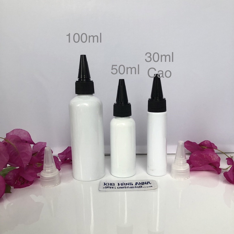 Chai lọ nhựa Trong suốt NẮP NHỌN 20ml / 30ml / 50ml / 70ml // 100ml - Chai Pet Nâu/ Xanh/ trắng nắp bật chiết Mỹ phẩm