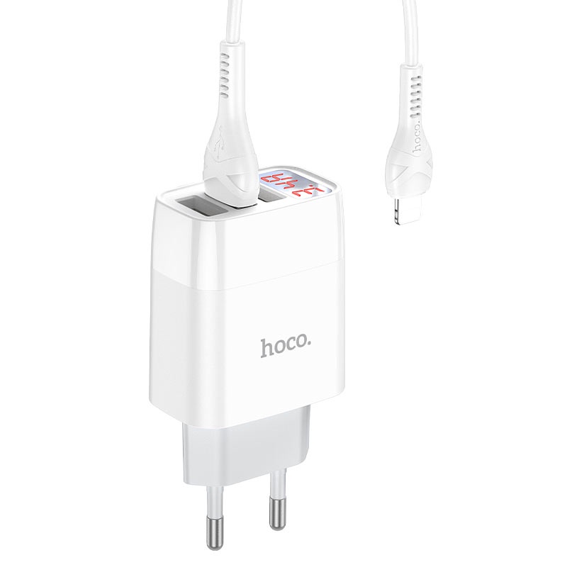 Bộ sạc 3.4A Hoco C93A đèn LED báo sạc, 3 cổng USB, cho IP, Micro,Type-C dây dài 1m - Chính hãng