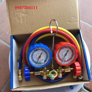 Đồng hồ đo gas đôi kèm dây nạp gas lạnh cao cấp