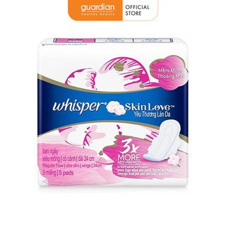 Băng vệ sinh Whisper Skin Love mặt bông siêu mỏng cánh 18 miếng 24cm