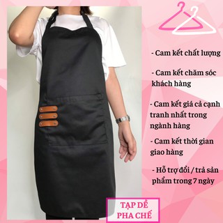 Tạp dề yếm phối da ( 3 da ) dành cho nam nữ pha chế, phục vụ