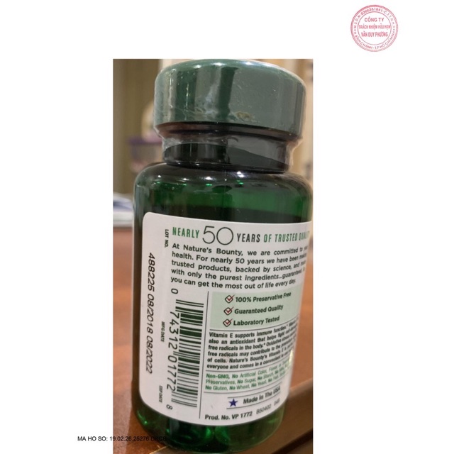 Viên Uống Nature's Bounty Vitamin E 400 IU 30 Viên - 0304531