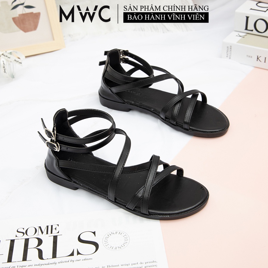 Giày Sandal Nữ thời trang MWC sandal nữ chiến binh quai mảnh dây chéo cá tính NUSD- 2873