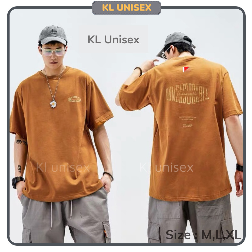 Áo thun tay lỡ nam nữ Nâu bò KL Unisex