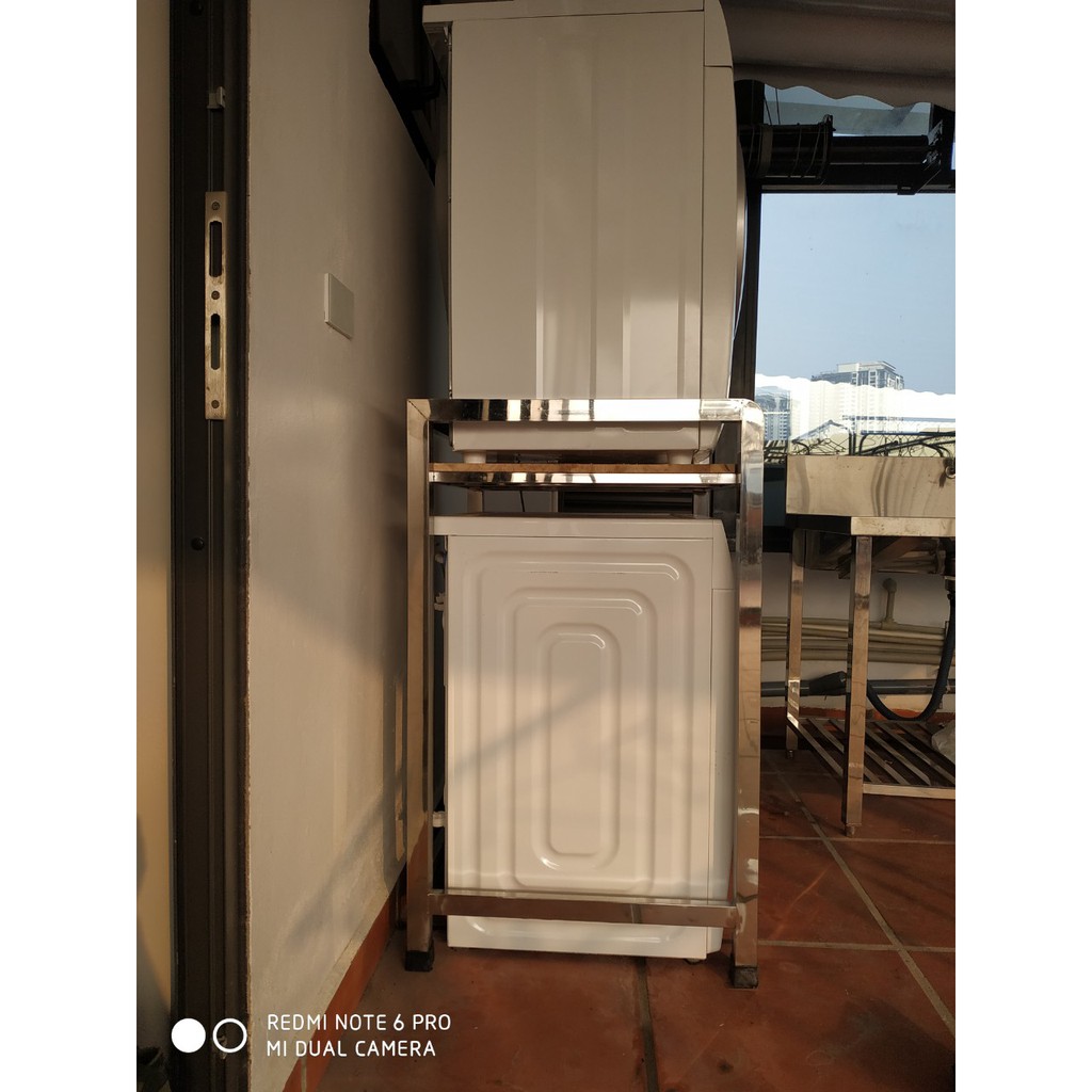 Kệ để máy giặt và máy sấy inox 304 hộp 400x400 để vừa tất cả các loại máy giặt và máy sấy.