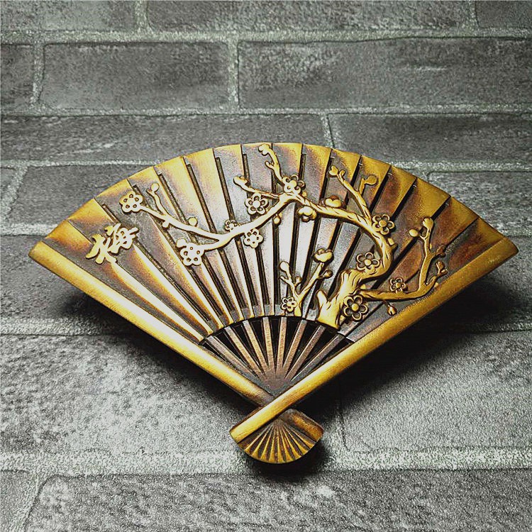 Bronze ware, fan-shaped plum blossom incense burner, incense burner, multi-function, can be used as ornaments or as stationery ink cartridges
