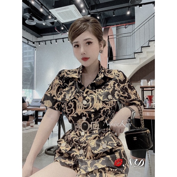 Set Ver sace khuy ngọc kèm đai
