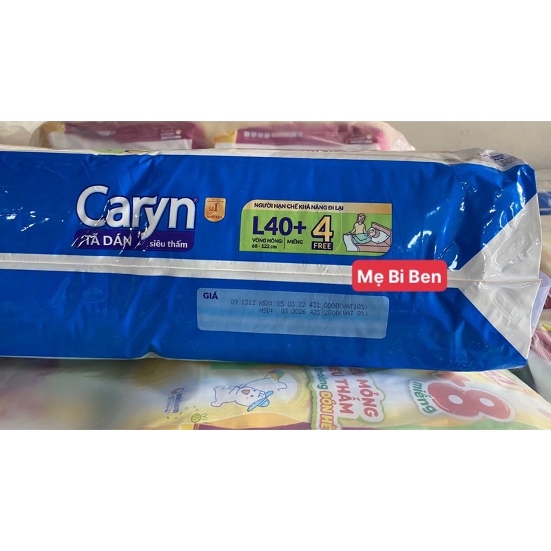 [HÀNG TẶNG KÈM] Tã Bỉm Dán Người lớn siêu thấm Caryn Size M40, ML40 miếng