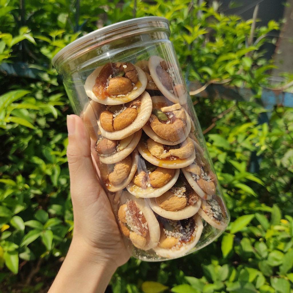 BÁNH ĐỒNG TIỀN KÈM HẠT DINH DƯỠNG LON 300GR[FREE SHIP] TỪ ĐƠN 50K, [Loại Đặc Biệt] Hàng ngon nhà làm