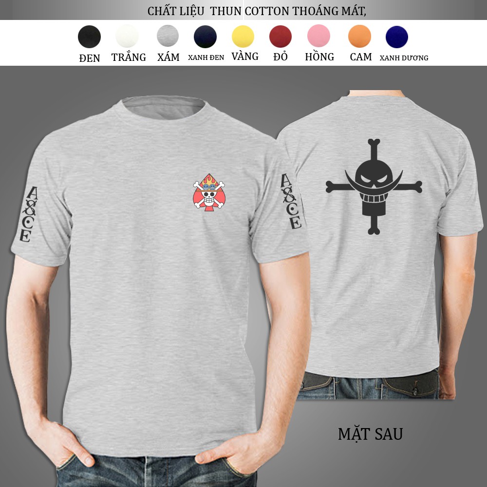 Áo thun Onee Piecee A C E , áo phông nam - nữ Tay ngắn cổ tròn nhiều màu, nhiều size cá tính, năng động