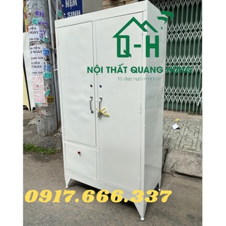 Tủ sắt sơn dầu 2 cánh 1m8x90x45cm màu trắng không kính