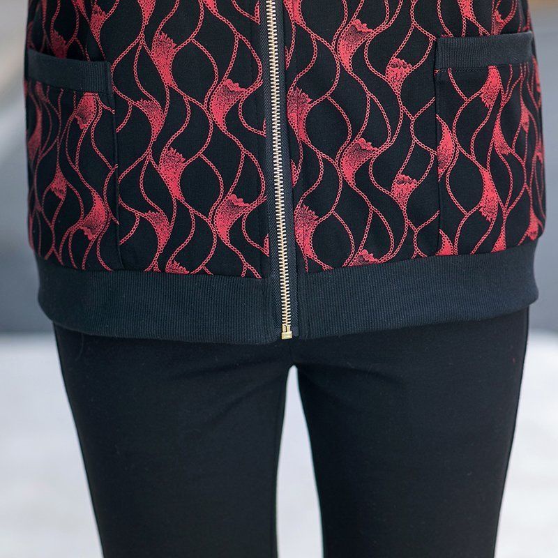 Áo Khoác Ngắn Dáng Rộng In Họa Tiết Phong Cách Phương Tây Thời Trang Xuân Thu Mới Cho Phụ Nữ Trung Niên