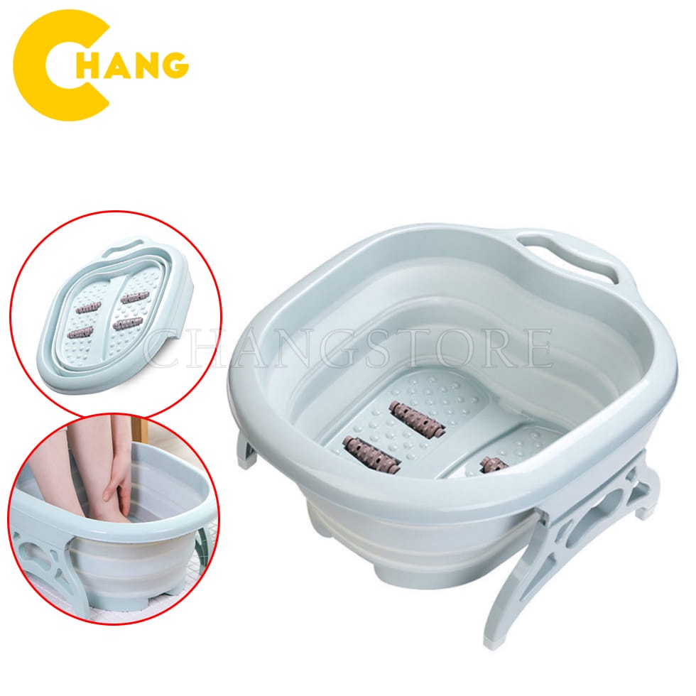 Chậu Ngâm Chân Gấp Gọn Silicon Có Con Lăn Massage Chân Thư Giãn Size To Thau Gấp Gọn Thông Minh Tiện Ích Gia Đình