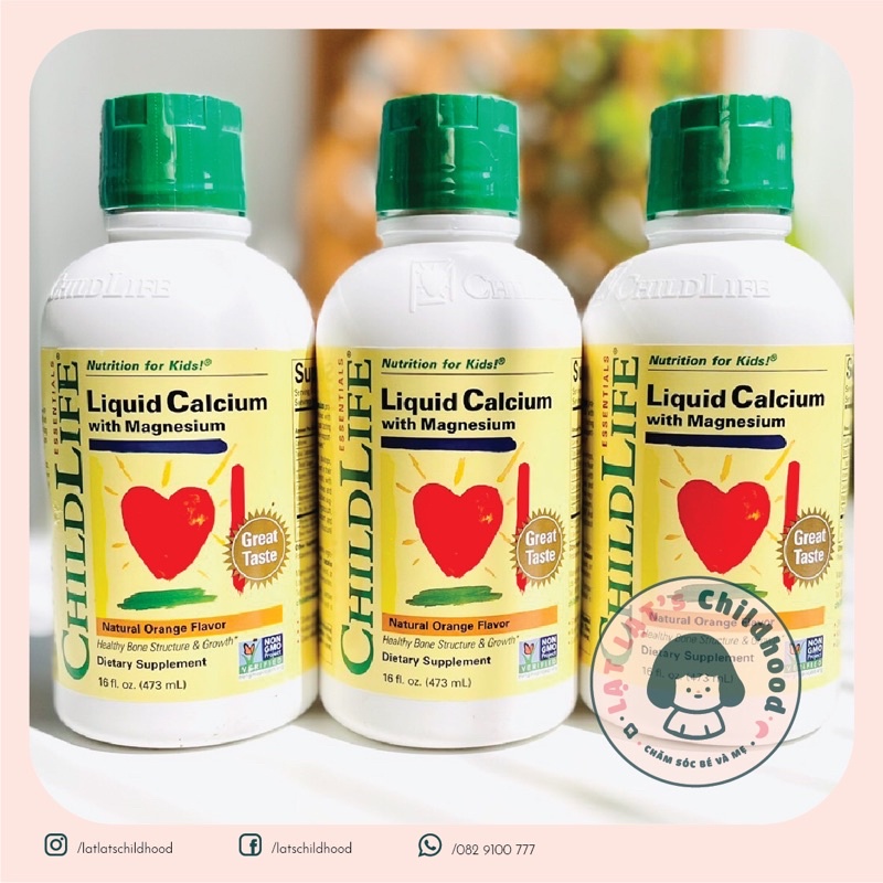 Thực Phẩm Bổ Sung Cho Bé Childlife Liquid Calcium With Magnesium Hương Cam Chai 474ml