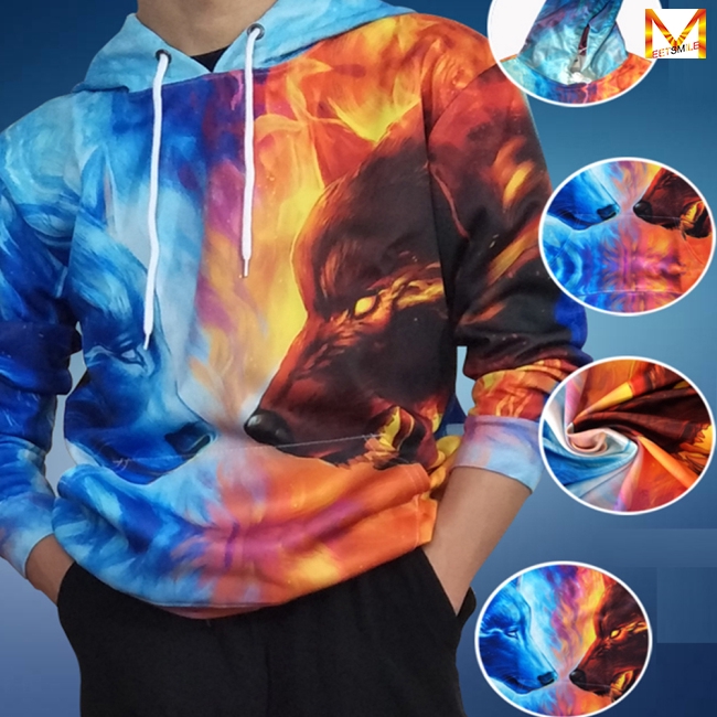 Áo hoodie in hình sói 3D ấn tượng