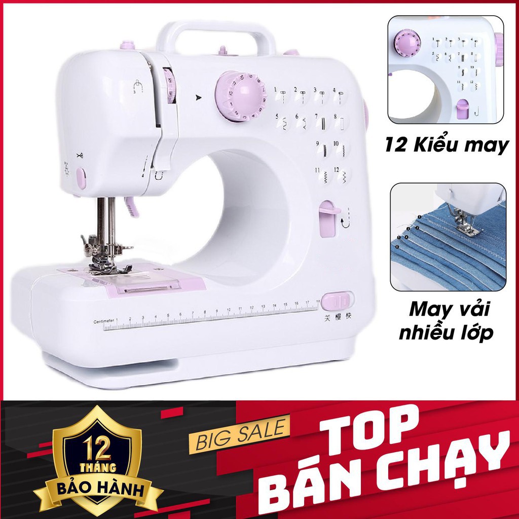 Máy may mini, Máy khâu gia đình - Máy may mini gia đình 12 kiểu may đầy đủ phụ kiện kèm theo - SALE CỰC SỐC