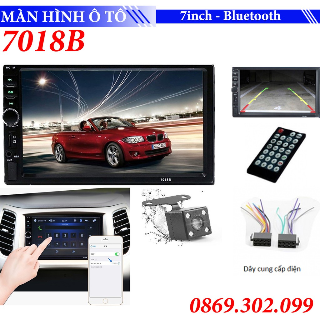 Màn Hình Cảm ứng Ô tô Bluetooth Car 7inch MP5 Trên xe Hơi 7018b Tặng Kèm Camera Lùi chống nước Cao cấp