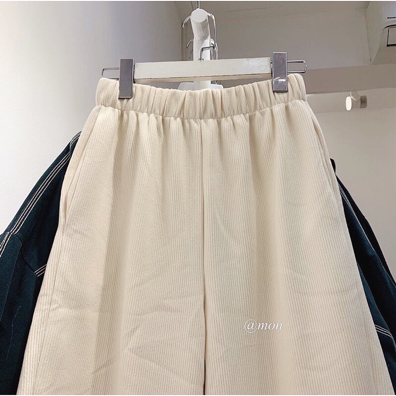 Quần Baggy Nỉ Tăm Cạp Chun Trơn ho nữ màu basic dễ phối đồ phong cách hàn quốc | BigBuy360 - bigbuy360.vn