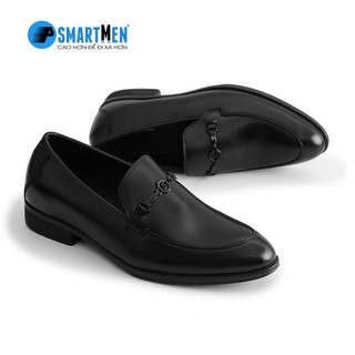 Giày lười da bò SMARTMEN tăng chiều cao màu đen GL-18Đ