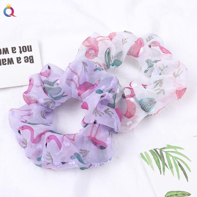 🦩Chun cột tóc Scrunchies Hồng hạc dễ thương