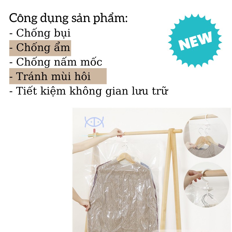 Túi Bọc Quần Áo Treo Tủ Có Móc Hút Chân Không Bảo Vệ Quần Áo Mila Store