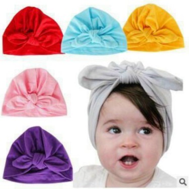 Mũ Turban (mũ cotton) màu trơn thắt nơ dễ thương cho bé gái, nhiều màu lựa chọn