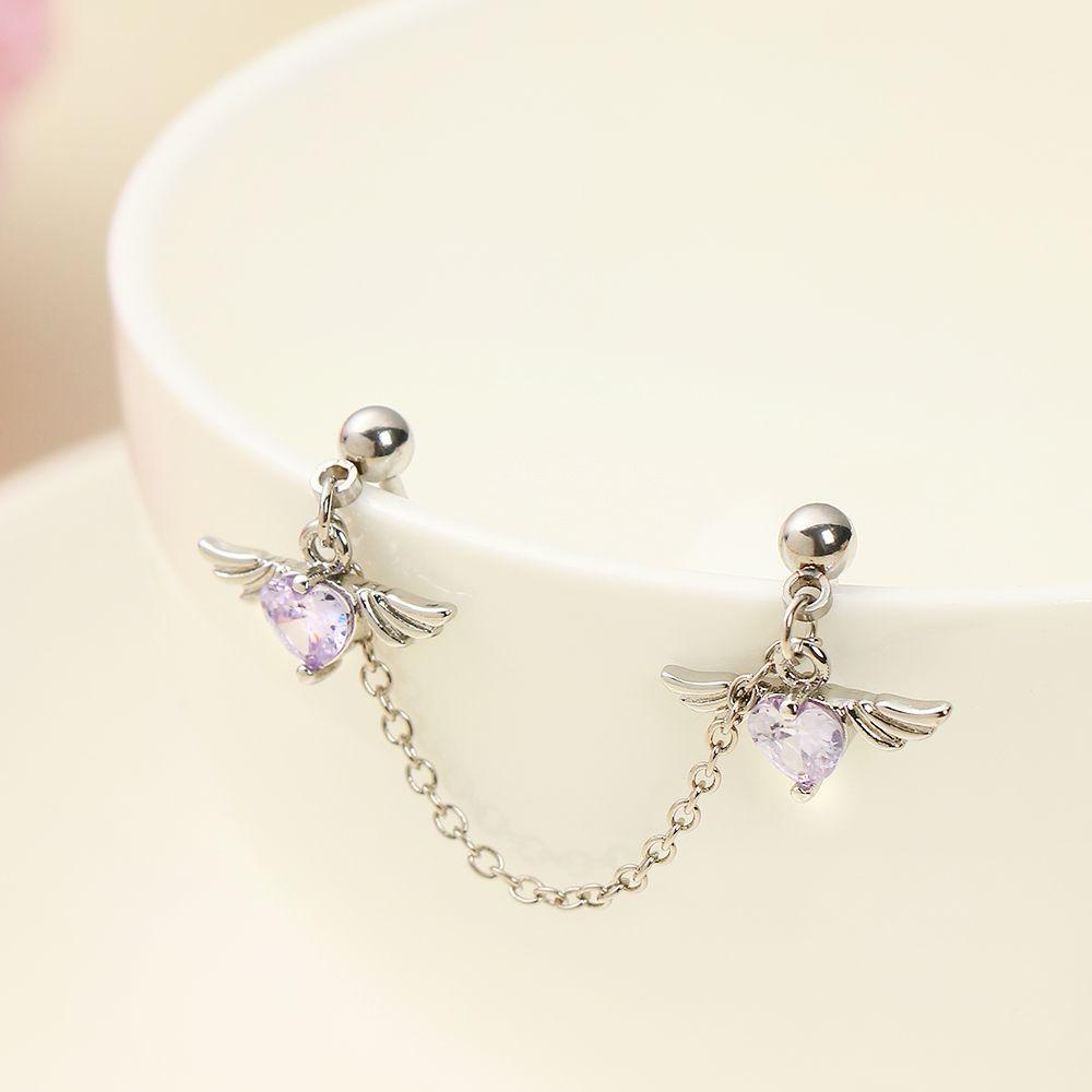 ORIENTLII Khuyên Tai Helix Hình Đôi Cánh Thiên Thần 1.2mm