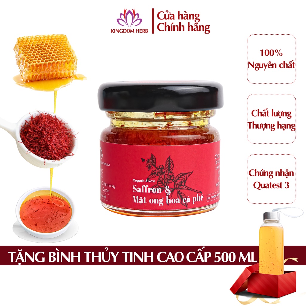 Saffron ngâm mật ong Kingdom Herb chính hãng, nghệ tây mật ong thượng hạng hộp 40g