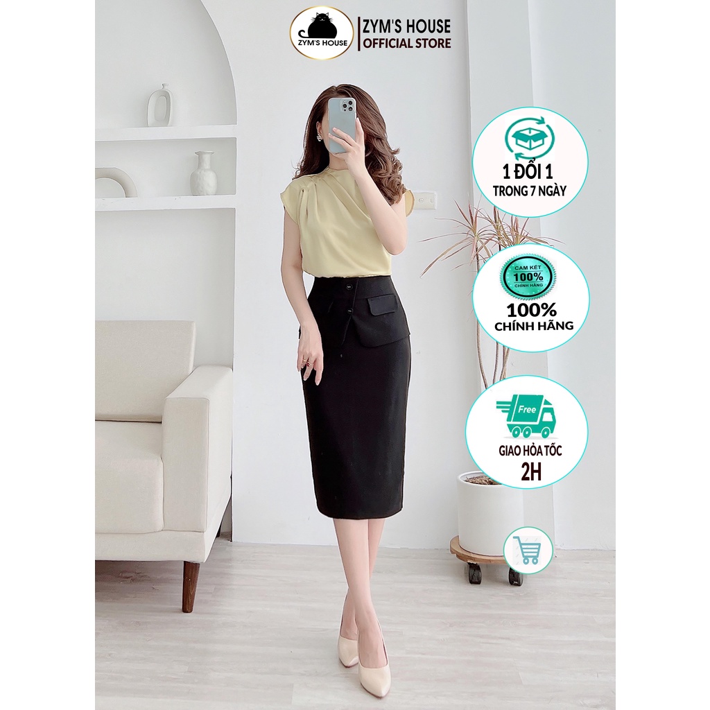 Chân váy công sở nữ dáng bút chì phối 2 túi ZYM'S HOUSE K1387, K1388, K1389, K1421