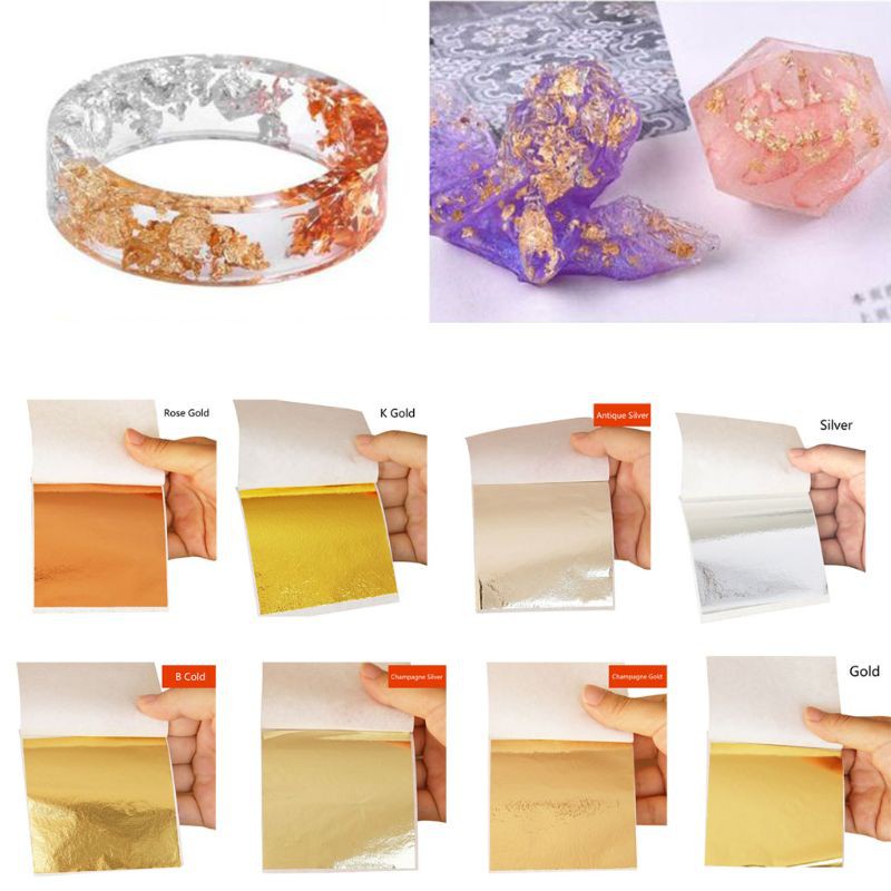 Set 100 tờ giấy lá vàng tự làm trang sức đa dụng