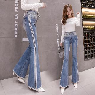 Quần Jeans Ống Loe Thêu Hoa Thời Trang Cho Nữ