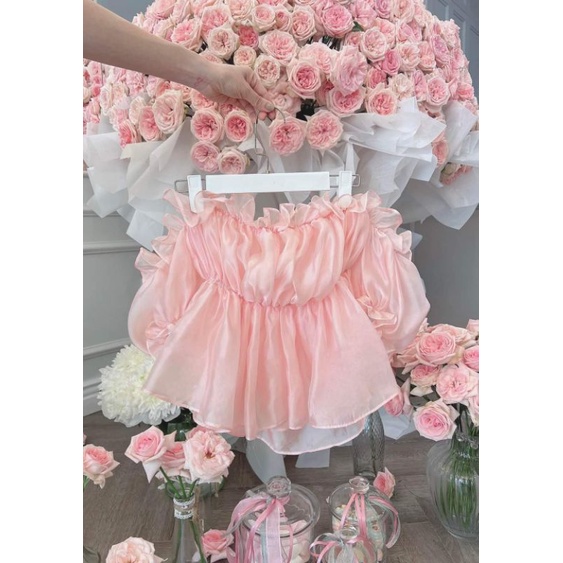 Áo kiểu Hàn Quốc Thu Hương, áo trễ vai tơ nến siêu xinh alohashop91