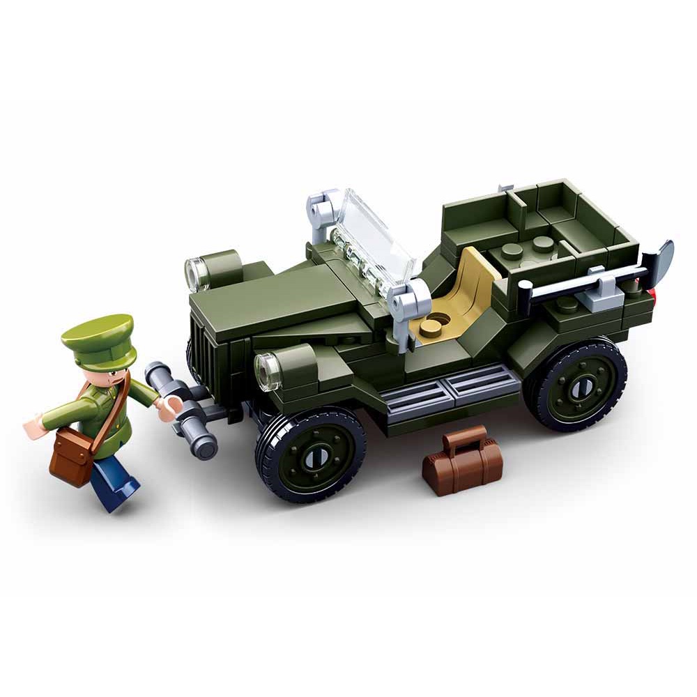 JEEP Bộ Đồ Chơi Lắp Ráp Mô Hình Xe Tải Quân Đội Sluban 0682 WW2 GAZ-67 112 Cái