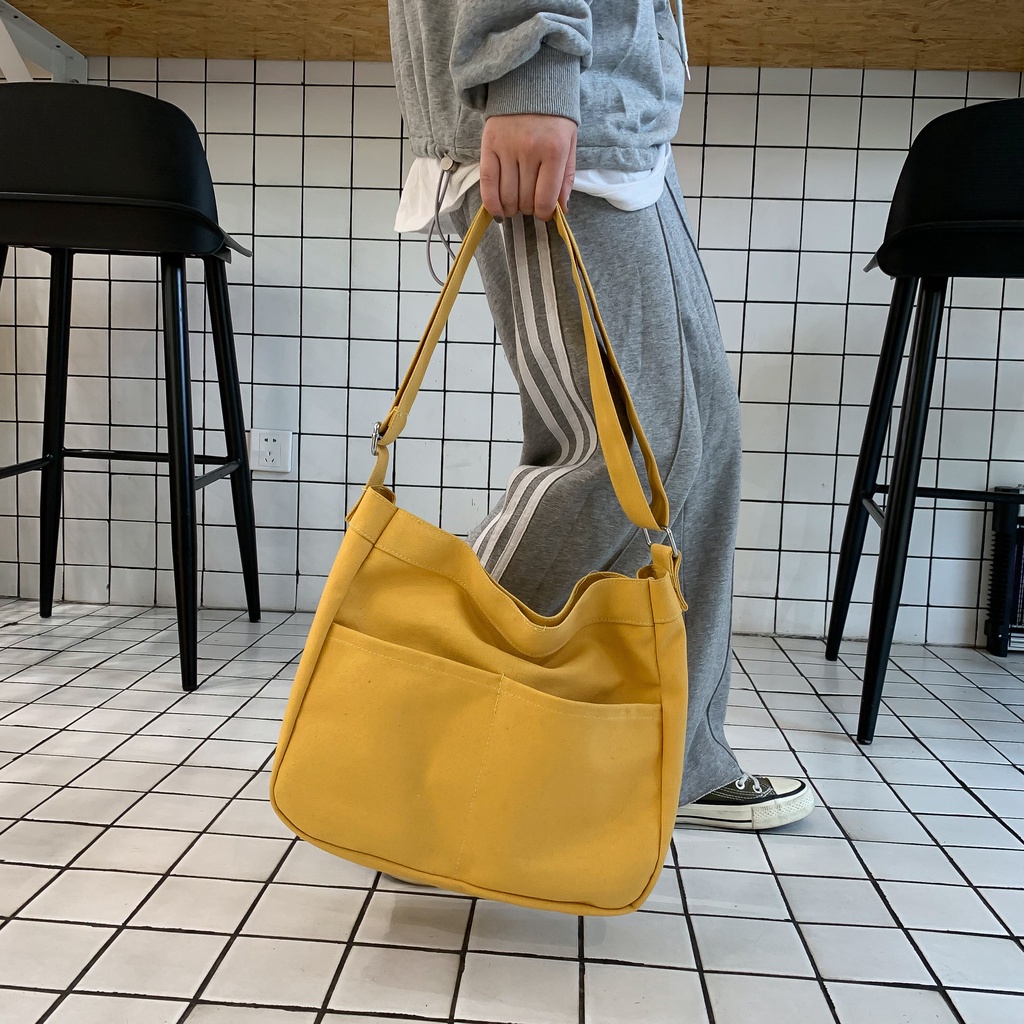 Túi tote đeo chéo nữ vải canvas đi học, đi chơi thời trang Hàn Quốc