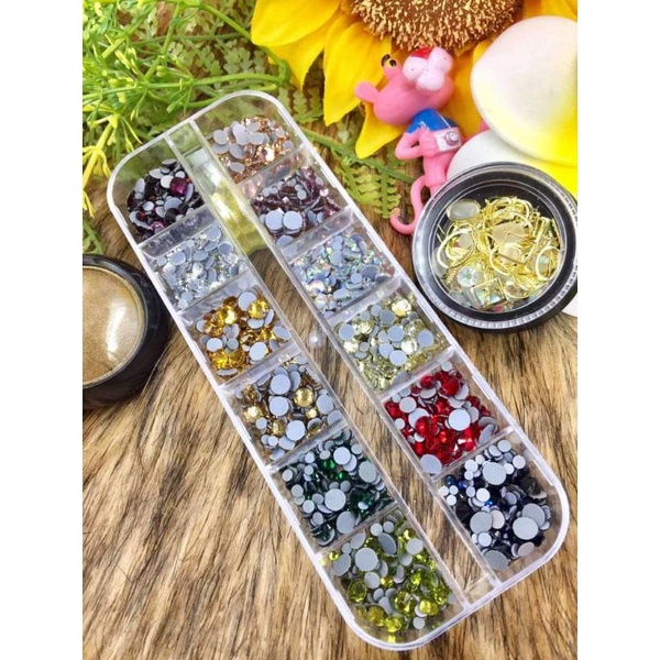 Đá chân keo lưới YHB trắng,ab,mix màu,..khay 12 ô 1440v như hình