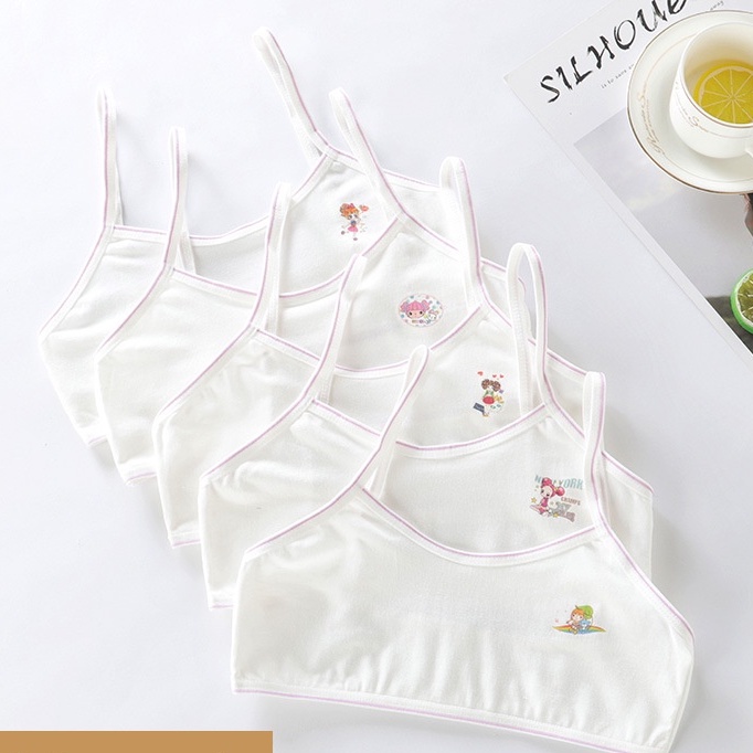 [MÃ 005]Áo lót bé gái 2 dây mảnh hoạ tiết siêu xinh, áo lá học sinh từ 20-42kg