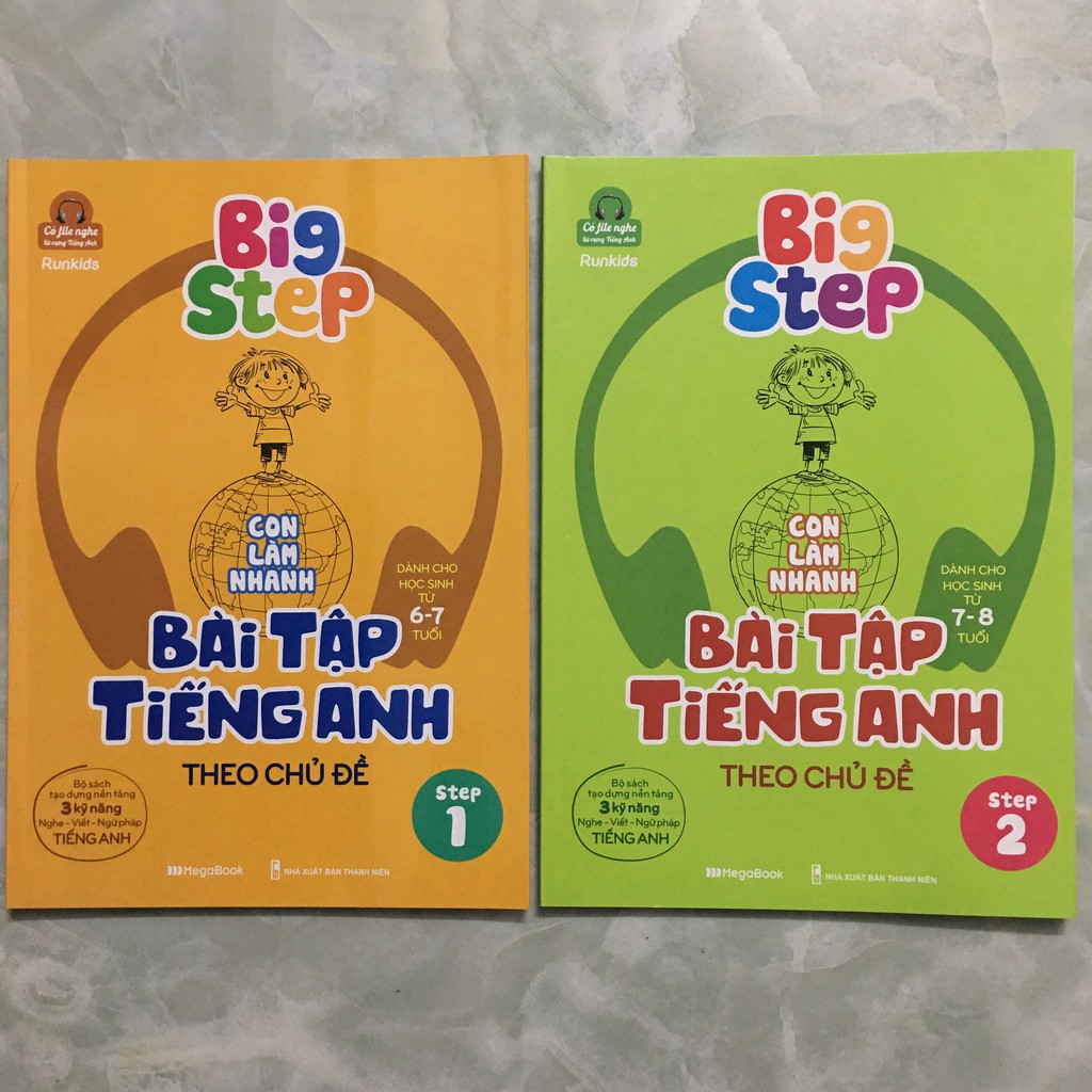 Sách Mega - Combo Big Step - Con Làm Nhanh Bài Tập Tiếng Anh Theo Chủ Đề (Step 1 Và 2) (Bộ 2 Tập)