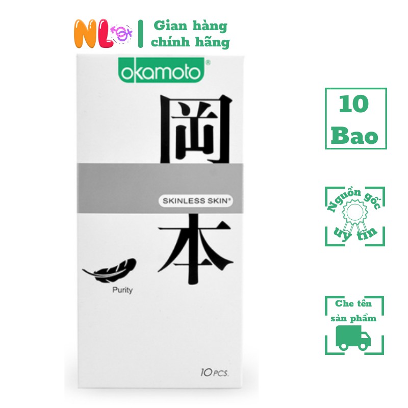 Bao cao su OKAMOTO Purity Skinless Skin siêu mỏng tinh khiết dùng là phê