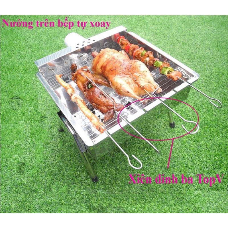 Que xiên đinh 3 bằng inox dài 40cm nướng thịt, nướng hải sản