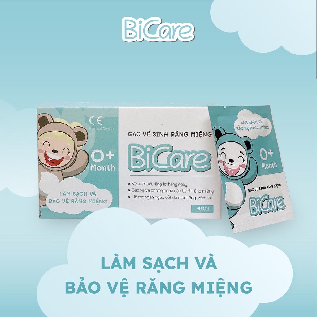 Gạc Rơ Lưỡi, Vệ Sinh Răng Miệng Bicare Cho Bé (30 gói) - BICARE
