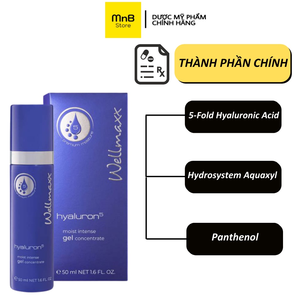 Gel HA + B5  Wellmaxx Hyaluron Moist Intense Gel Concentrate siêu phục hồi và dưỡng ẩm 50ml