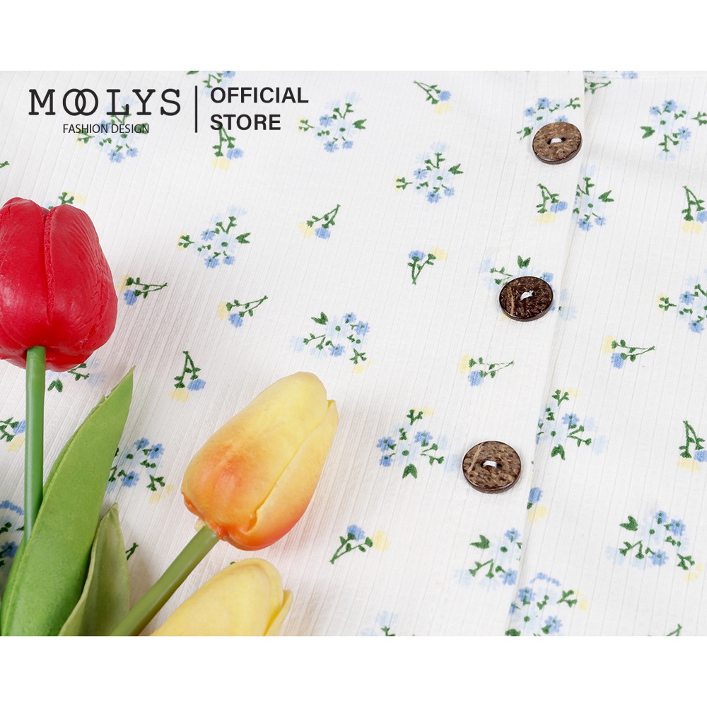 Áo croptop hoa thời trang Moolys cổ vuông tay ngắn MC001