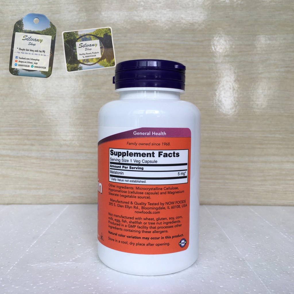 Melatonin 5mg Now Foods - Giúp Dễ Ngủ, Ngủ Sâu, Giảm Stress