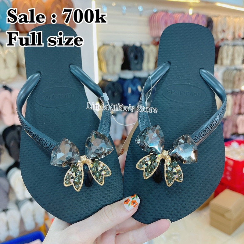 dép HVN trơn mix charm nơ