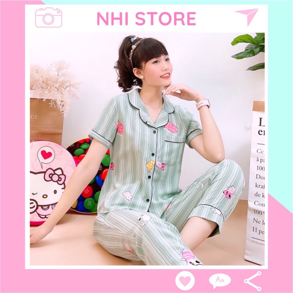 [FREESHIP 50K]Đồ Bộ Mặc Nhà NHISTORE Pijama Quần Dài Tay Ngắn Lụa Mango Họa Tiết Chuột Dễ Thương 45 -60kg