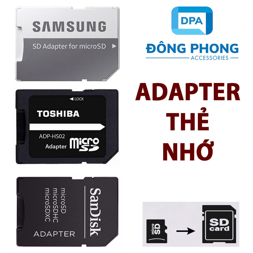 Adapter Thẻ Nhớ Chuyển Đổi Thẻ Nhớ Micro SD Sang Thẻ SD Chính Hãng